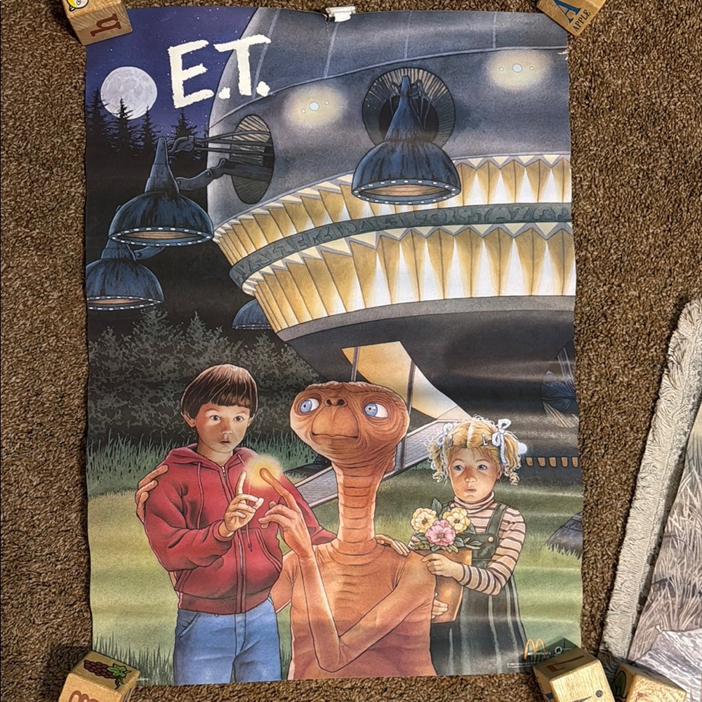Vintage McDonald’s ET Movie promotional posters lot of 2 Extra Terrestrial 1985